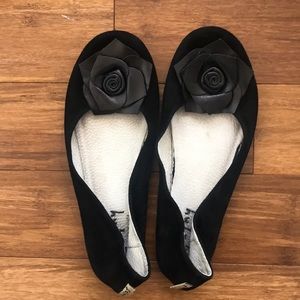 French Sole NY Ballet Flats with Leather Flower